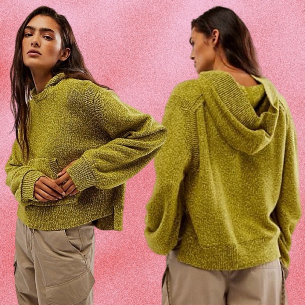 we the free • twisted heart oversize knitted sweater hoodie s